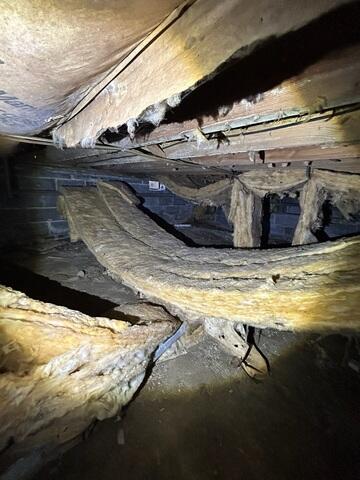 The state of the crawl space before our team swooped in!