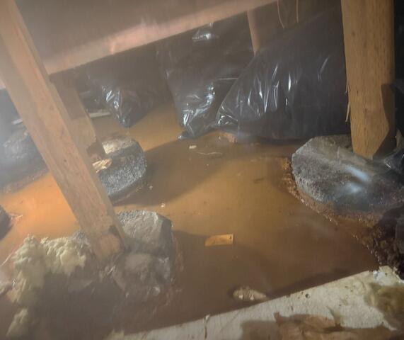 Flooded crawl space, water with no where to go.
