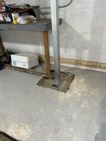 During: Our Foreman, Kiko, and his crew successfully secured all the products in the basement.