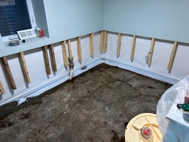 During: Our Foreman, Jose, and his crew successfully secured all the waterproofing products in the basement.