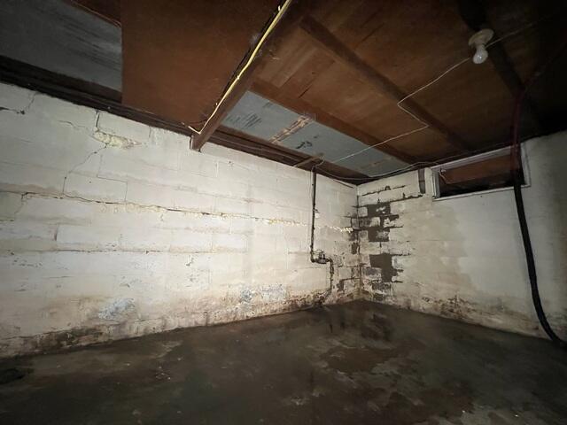 The foundation walls showing signs of cracking