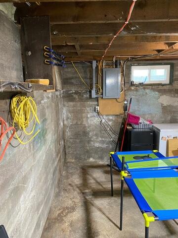 The basement showing signs of water leaks