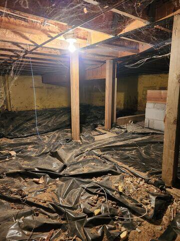 The crawl space having high moisture levels