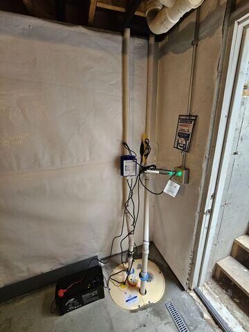 TripleSafe® Sump Pump System - Installed to provide reliable water removal with multiple levels of protection, including backup capability during power outages