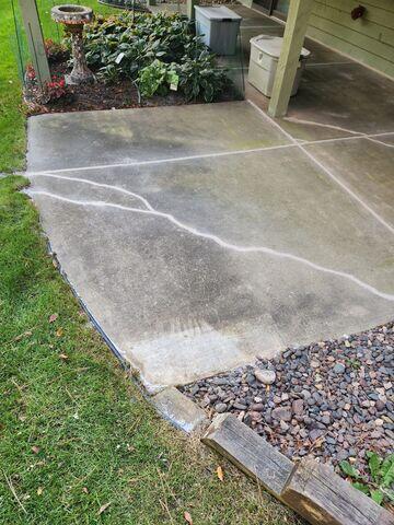 A close up of an area where cracks were repaired