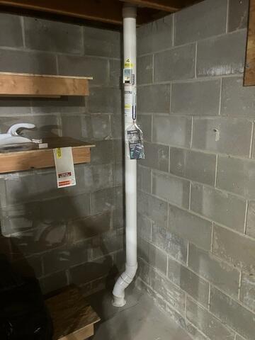 The basement where the piping is installed to the concrete floor and connected to the extraction point