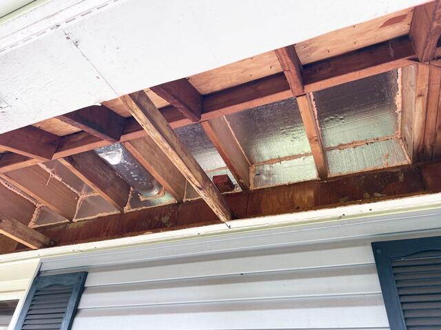 We removed the soffit panel and installed SilverGlo rigid foam boards with a radiant barrier to block cold air from entering, helping prevent frozen pipes and reduce drafts. Next, we sealed all gaps with ZypFoam to stop air leakage. Finally, we reinstalled the soffit panels.