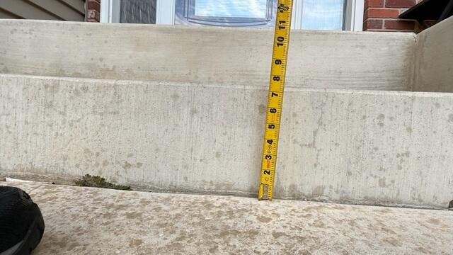 A close up to see how far the slabs have sunken