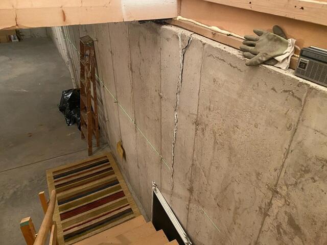 The basement where the foundation showed signs of tipping