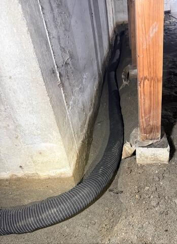 3" Perforated Piping to collect all water intrusion, and carry it to the SuperSump Pump to be expelled through an underground discharge line.