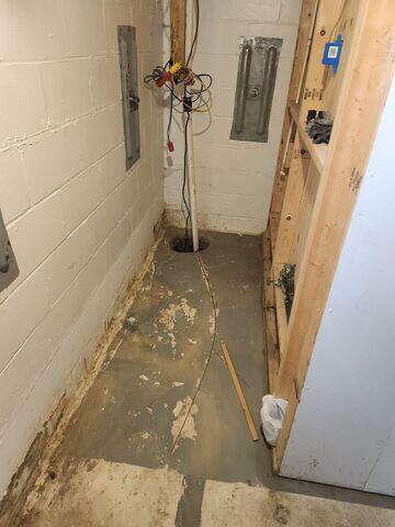 Before: Our Design Specialist suggested securing WaterGuard along the perimeter of the basement.