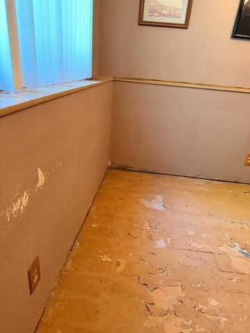 The basement showing signs of water leaks