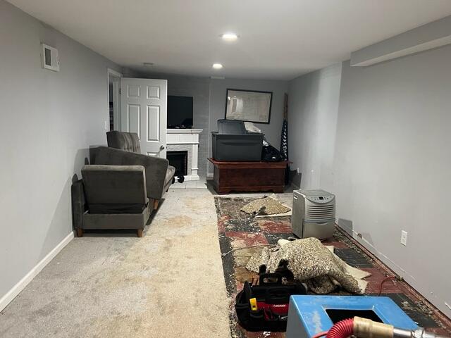 The basement where it showed signs of water leaks along the edges of the floor