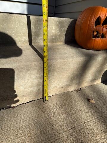 A close up of the steps where the slabs have sunken significantly