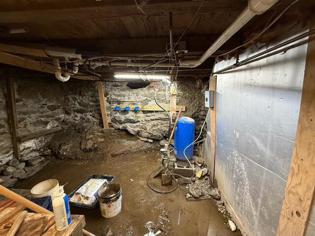 This basement in South, Ryegate, will have a stable lock wall system put in place to provide a new basement wall and support.