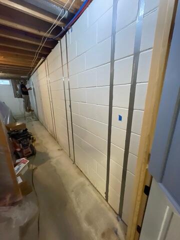 Taping was applied along where CarbonArmor would be installed against the foundation