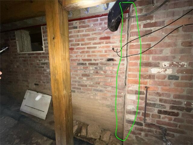 Large crack along the basement foundation of the home