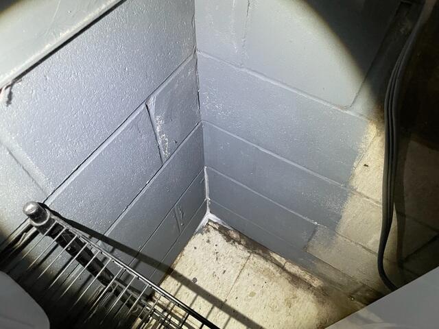 The basement showing signs of water leaks