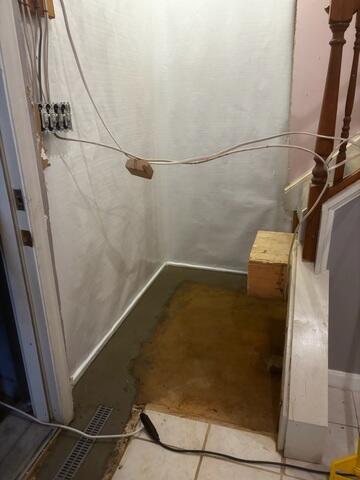 Waterproofed basement complete with waterguard drain system and trench drain.