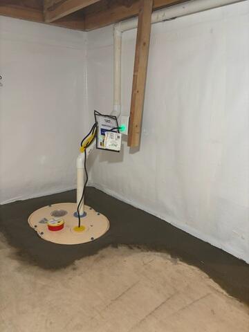 Super Sump pump installed in the crawl space of the home in Howard, MD.