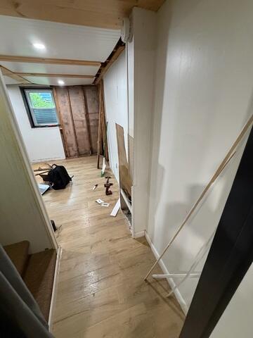 Unfortunately, this finished basement in East Wallingford, Vermont, took on a lot of water during a recent heavy rainstorm.