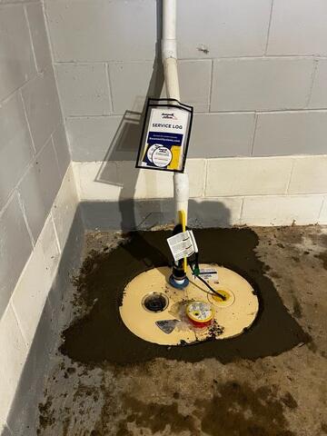 The SuperSump installed to remove excess water in the basement