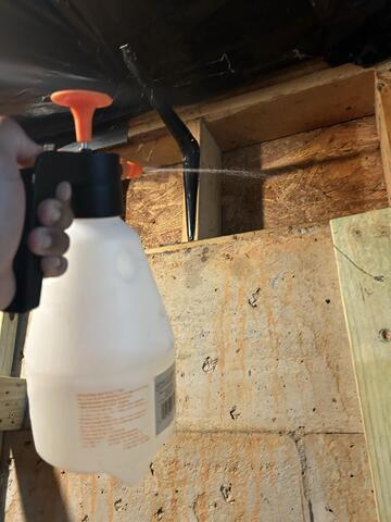 During the inspection, the mitigation technicians thoroughly cleaned the basement with an antimicrobial.