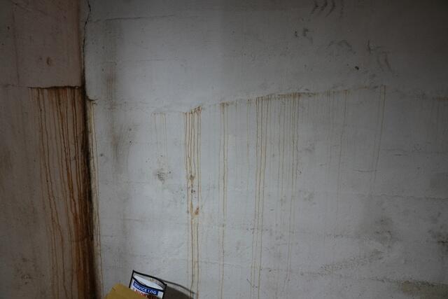Cracks in the walls allowing water through.