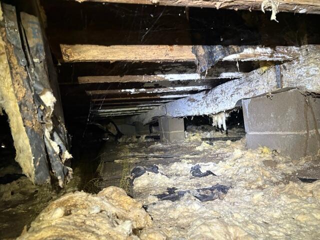 Rotten main beam caused sinking