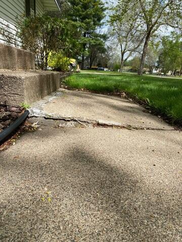 The slab in front of the step where it began sinking