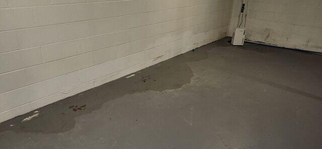Water intrusion and peeling paint along the basement walls showed that groundwater pressure was affecting the home's foundation.