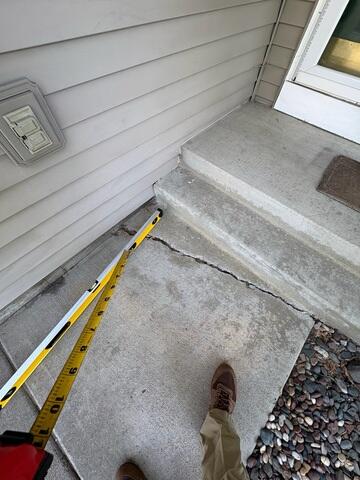The walkway where cracks have formed