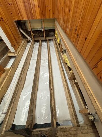 CleanSpace is a durable crawl space liner installed across the ground and secured throughout the crawl space. It separates the home from exposed earth, reduces the movement of ground moisture into the space, and creates a cleaner, brighter environment beneath the home.