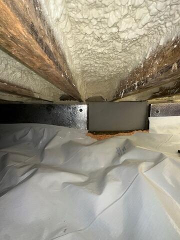 Sealing the crawl space helps keep moisture at bay!