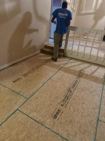 Completed sub floor replacement. Main beam and sister joist replacement.