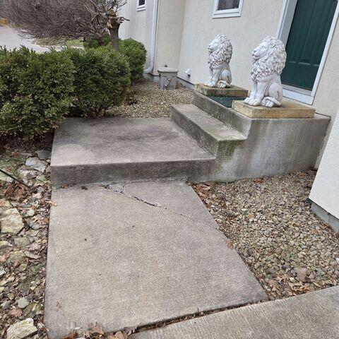The slabs and steps had sunken