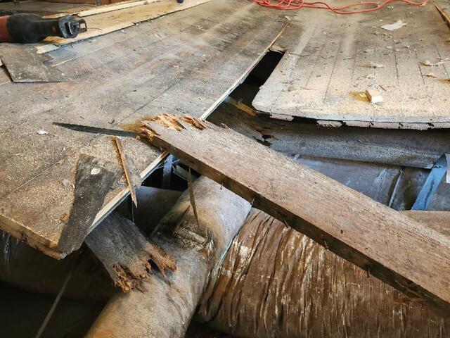 We begin the process of sub floor removal and replacement.
