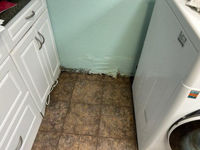 The basement where signs of water leaks could be seen