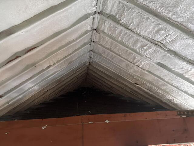 3" Closed Cell Spray Foam Insulation Applied to roof deck