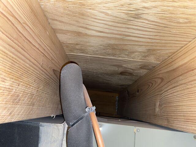 Soda blasting reveals stunning results compared to the mold ridden wood.