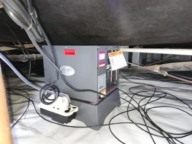 SaniDry Sedona Dehumidifier  to maintain low humidity levels preventing musty odors, mold growth, wood rot, and pest infestations.