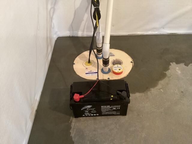 TripleSafe sump pump installed in basement.