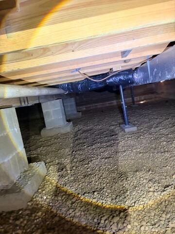 During the inspection, we identified the causes of moisture and dampness in the crawl space as well as signs of pest activity and mold/mildew growth.
