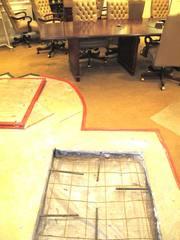 Holes backfilled and rebar set for concrete