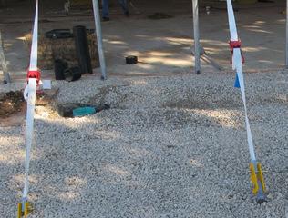 Helical anchors installed around perimeter of circus tent