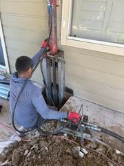 Progress image of a Push Pier being installed.