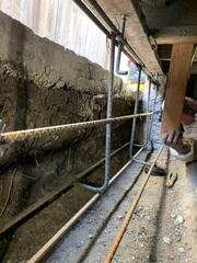 Progress image after sectional foundation removal and the adding of rebar for the new foundation pour.