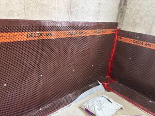Drainage Matting put in place on the wall