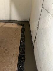 Our crew installed the WaterGuard Drainage System along the basement perimeter to intercept and collect water at the wall-floor joint.