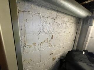 Before: Adam noticed several cracks throughout the home's foundation.